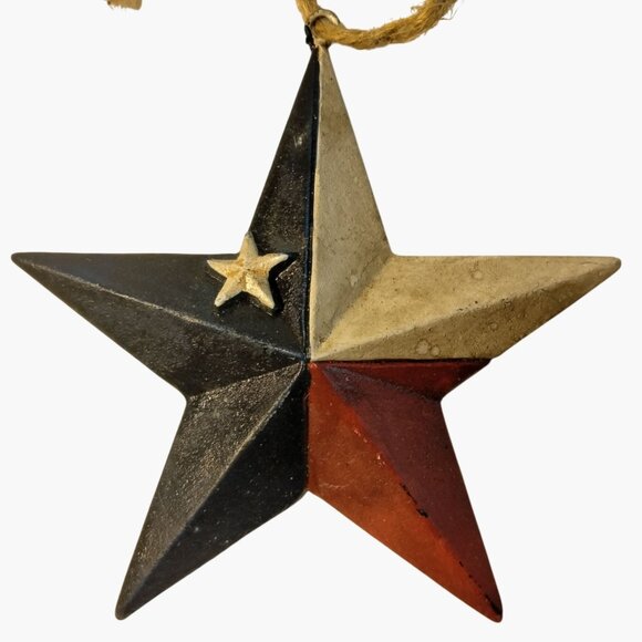 Rustic Texas Star Ornament Patriotic Red White Blue  July 4th Americana - Picture 1 of 5
